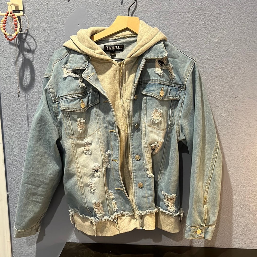 Oversized jean jacket punk style